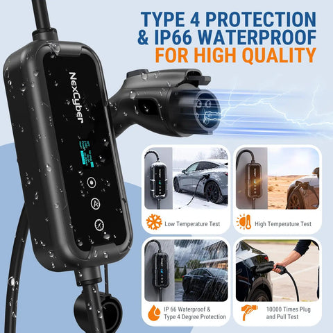 Level 2 EV Charger 32A With WiFi App And Plug And Play 240V NEMA 14-50P 25 Ft Cable ETL Certified Portable EVSE J1772 overview
