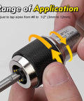 Close-up of Tap Socket Set With Adjustable Jaws And 3/8 Inch Adapter, showing grip adjustment by hand for 1/4 to 1/2 inch taps.