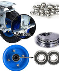 Premium Heavy Duty Pneumatic Rubber Swivel Caster Wheels With Locking Brakes showcasing brake mechanism and ball bearings for smooth movement.