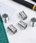 Heavy Duty Wire Shelving Pole Connectors And 8 Pack Coarse Thread Mounting Rods on a workspace, zinc coated steel material.
