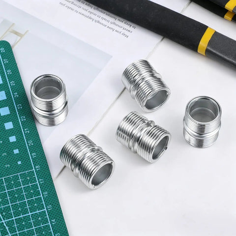 Heavy Duty Wire Shelving Pole Connectors And 8 Pack Coarse Thread Mounting Rods on a workspace, zinc coated steel material.