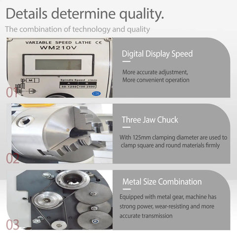 Digital Display Speed for Jaryannix 8X16 Benchtop Mini Metal Lathe With Variable Speed Control And Digital Display.