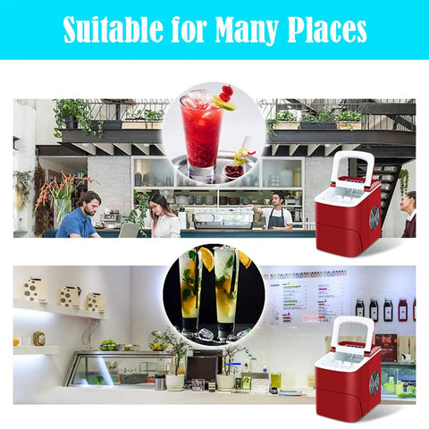 Top Rated Portable Ice Maker For Countertop Rapid Freeze Ice Cube Machine in a stylish bar setting with drinks.