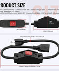 Outdoor 2 Ft 14AWG 3 Prong Extension Cord With Waterproof Lighted Inline Switch Plug In Ready Power Cable 15A 125V
