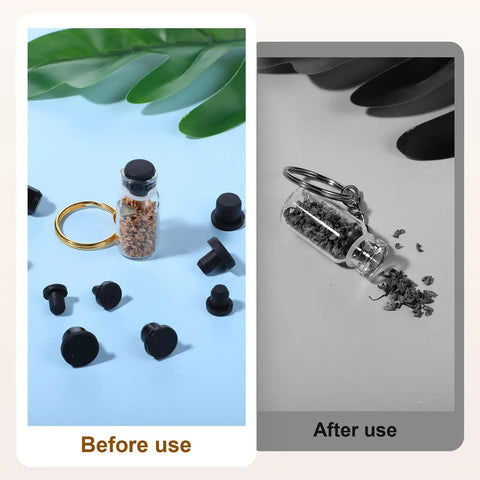 Before and after use of 80 Piece Silicone Hole Plug Kit With 8 Sizes T Type Rubber Plugs For Round Holes Black High Temp Sealing Plugs