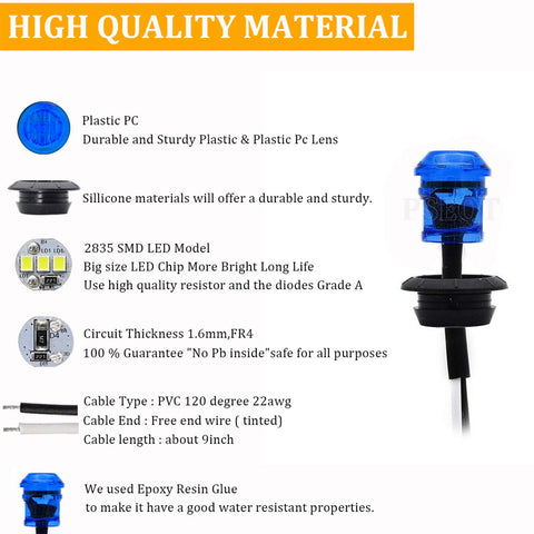 3 LED Round Boat Interior Lights Kit with PC and silicone materials