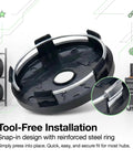 Snap In Wheel Center Caps 4 Pack Premium Scratch Resistant Hub Covers with reinforced steel ring for tool-free installation.