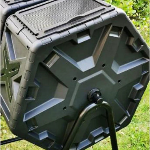 Dual Chamber Tumbling Compost Bin Rotating With 2 Doors For All Season Outdoor Gardening 140L 37 Gallon close-up