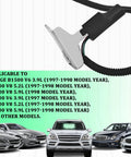 Crankshaft Position Sensor Drop In Direct Fit For Dodge Ram 1500 1997 2003, Ram 2500 1997 2002, Jeep Grand Cherokee 1997 1998, Dakota, Durango Replacement 56027870AB PC127 SU3027 5S1724 with black connector and coiled wire, compatible with various Dodge models as listed.