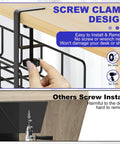 Under Desk Cable Management Tray 31.5 Inch No Drill Heavy Duty Steel Wire Organizer Clamp Mount shown with screw clamp design