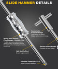 Slide hammer details of Blind Hole Bearing Puller Set for Bicycles and Motor Vehicles, showing sturdy, chrome-plated handle and high-quality steel.