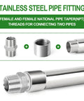 Rock Solid One Point Two Five Inch Double Female NPT Pipe Coupler 304 Stainless Steel Heavy Duty Rust Proof Connector for connecting pipes.