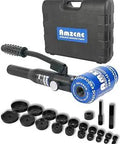 Hydraulic Knockout Hole Punch Driver Kit One Half To Four Inch Conduit Cutter Set Powerful 12 Ton Punching Power With 360 Degree Head