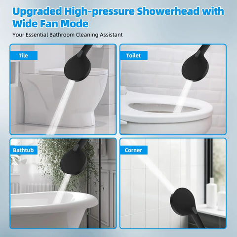 12 Inch All Metal High Pressure Rainfall Shower Head Combo With Handheld used for cleaning tile, toilet, bathtub, and corners.