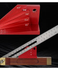 Digital Caliper, Micrometer Bevel Block Gauge Angle Finder Protractor with measuring angles from 15° to 45° in red.