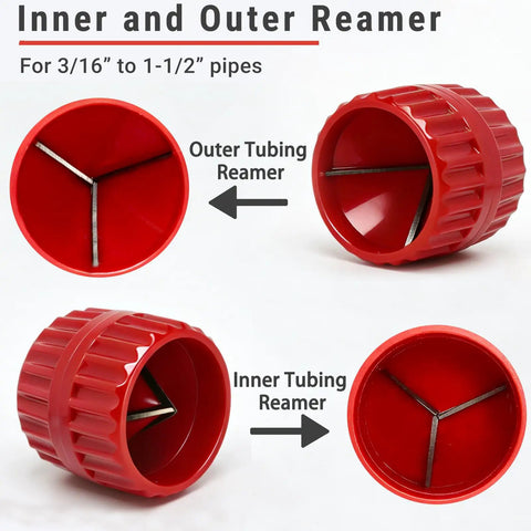 Six Blade Deburring Reamer Tool For Pipes Three Sixteenths To One And A Half Inch, showing inner and outer blades