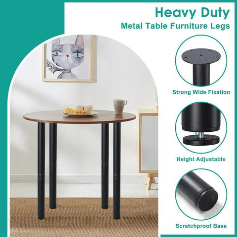 28 Inch Adjustable Metal Desk Legs Set Of 4 supporting a wooden tabletop, black rustproof finish, displayed in a modern setting.