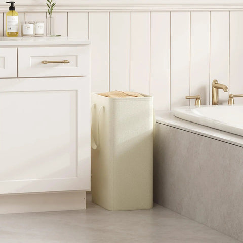 Slim Collapsible Laundry Hamper With Sturdy Handles 50 Liter Capacity Fold Flat Storage Bin That Slides Easily Into Tight Spots Ideal For Knocking Mess Off The Floor And Keepin Daily Grinds Neat In Compact Apartments Or Walk In Closets
