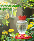 Outdoor 20 Oz Hummingbird Feeder With Ant Moat And Six Feeding Ports Perch Nectar Feeder For Garden Yard Deck Easy Hang