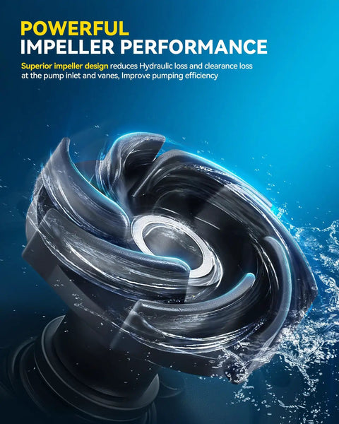Premium Engine Water Pump Replaces Aw4126 for Ford Focus displaying superior impeller design with water splashes, highlighting efficiency.