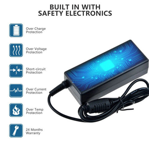 Power Adapter For Yamaha PSR A5000 61 Key World Music Arranger Workstation Keyboard, features safety electronics icons