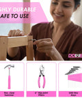 Woman using 40 Piece Pink Home Tool Set With Plastic Toolbox Storage Case For Quick Home Repairs, Easy Furniture Assembly And Picture Hanging kit