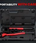 Heavy-Duty Metal Stud Punch Set With Seven Eighths Inch, One And One Eighth Inch, And One And Eleven Thirty-Seconds Inch Dies in case