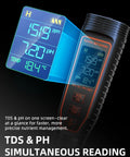 All In One Digital PH Meter Kit With TDS EC Temperature And Salinity Tester display showing TDS, pH, and temperature readings