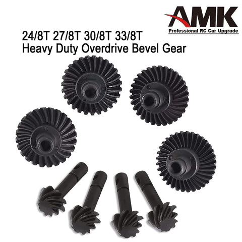 Beefy Heavy Duty Overdrive Bevel Gear Set 30/8T for 1/10 Scale RC Crawlers AR44 AR45 Capra Portal Axles, stainless steel build
