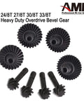 Beefed Up Bevel Gear Set For One Tenth Scale RC Crawler Featuring 33T And 8T Heavy Duty Overdrive Steel Gears Displayed