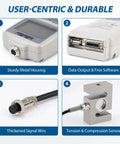 Digital Force Gauge With External Sensor, 5000N Capacity, Heavy Duty Tension And Compression Tester For Destructive Testing, High Precision Sensor For Flexible Measurements, metal housing and sensor cable