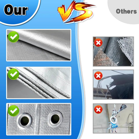 Comparison of Rugged Heavy Duty Tarp With 16 Mil Thickness And Metal Grommets Every 18 Inches, 20 Feet By 30 Feet In Silver, versus others.