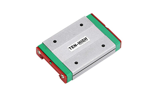 MGN9 50Mm Linear Guide Rail And MGN9H Block Bearing Set, shown as a metal block with mounting holes, for 3D printers and CNC machines.