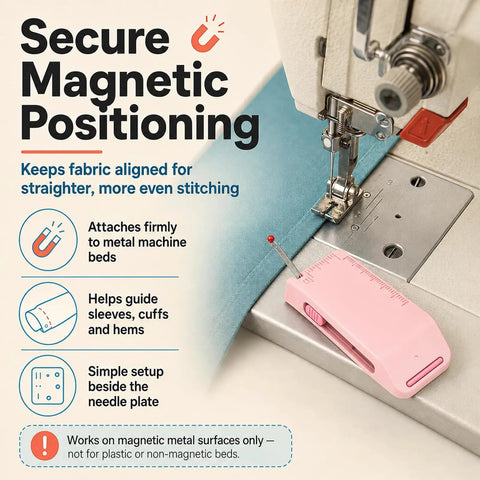 Magnetic 3 In 1 Sewing Tool With Retractable Seam Ripper, Adjustable Fabric Edge Guide, And Built In Measuring Scale for sewing machines