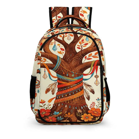 Unisex Vintage Ethnic Floral Tree Pattern Backpack with large capacity, durable polyester build, street-ready everyday carry