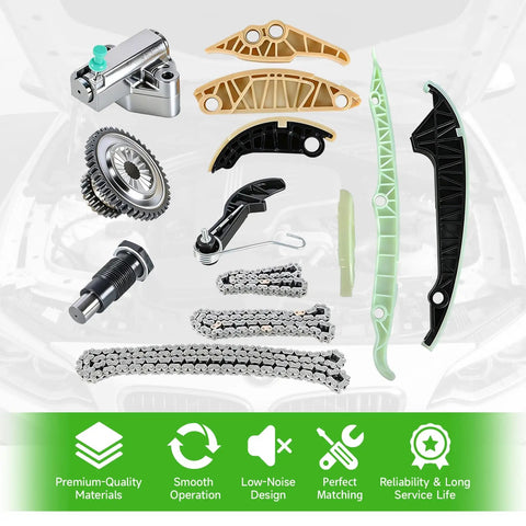 Timing Chain Kit Replacement For 2008 To 2015 VW Golf MK5 MK6 Passat A4 EA888 1.8L 2.0T with solid bearings and chains displayed