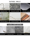 Image showing surfaces for Stick On 16 Inch Towel Bar With Two Adhesive Hooks, suitable for tile, marble, metal, glass, plastic, wood.