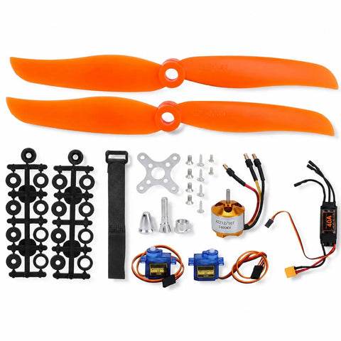 Pro Grade 2212 KV1400 Motor With 40A XT60 ESC SG90 Servo And 8060 Prop Kit for RC Drones, FPV racing, and hobby use components.