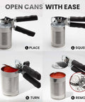 Comfy Manual Can Opener With Bottle Opener, Rust Proof Stainless Steel, Soft Grip Handles, Easy Open Can Demonstration Steps