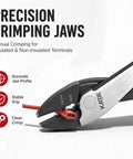 Built Tough Heavy Duty Wire Crimpers And Cutter For 10 To 22 Awg Terminals showing precision crimping jaws and a wire connection.