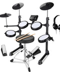 Quiet Electric Drum Set For Apartments And Beginners With 8 Inch Mesh Pads, Headphone Ready, Drum Throne Included, 165 Sounds