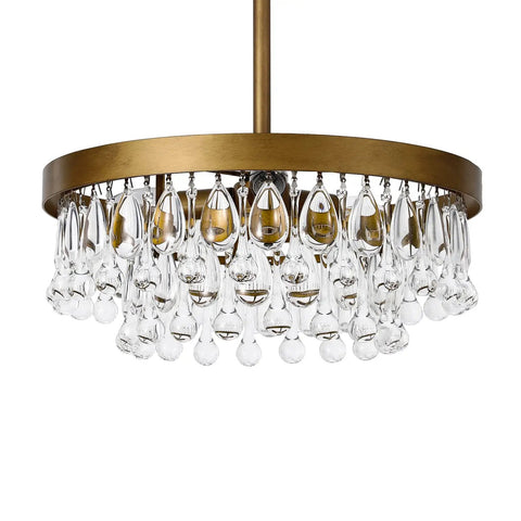 Modern Black Crystal Raindrop Chandelier Dope Round Tiered Pendant Light Fixture with clear crystal droplets