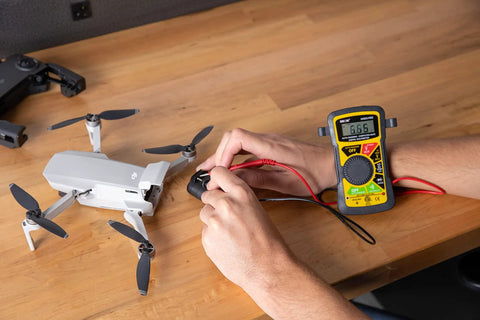 Using Hands Free Digital Multimeter For Auto And Home Troubleshooting, UL Certified, 10 Meg Ohm Circuitry on drone battery