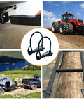24 Pack Heavy Duty Shaft Locking Pins With Drop Dead Silent Springs For Tree Stands Hunting Ladders And Yard Safety Hardware in use with vehicles and tools.