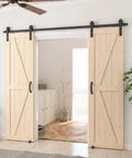 36 Inch By 84 Inch Sliding Barn Wood Door Pre Drilled DIY Ready To Assemble Unfinished Solid Spruce Panel Interior Single Door Natural Finish K Frame Rail Compatible For Six Foot To Six And A Half Foot Rail