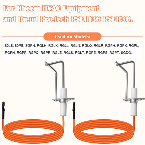 2 Pack Heavy Hitter 62 24164 01 Direct Spark Ignitor For Rheem Ruud Pse R36 Furnace With 35 Inch Lead Wire Solid Flame Sensor Spark Electrode Easy Peasy Replacement