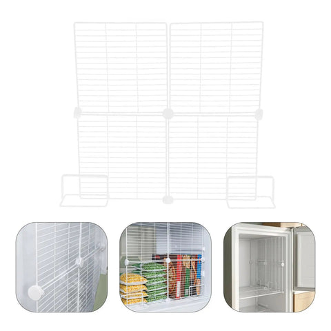 Heavy Duty Adjustable Freezer Dividers For Upright Fridge Rock Solid White Wire Partition showcasing a versatile design for organized freezing.