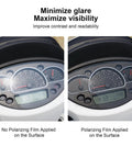 Polarizing Film 2 Pack 7.8x11.8 Inches Adhesive Polarized Sheets For Photography And LCD Screen Repair Linear Polarizer applied on gauge display showing reduced glare and enhanced clarity.