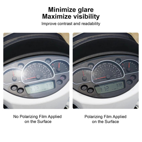 Polarizing Film 2 Pack 7.8x11.8 Inches Adhesive Polarized Sheets For Photography And LCD Screen Repair Linear Polarizer applied on gauge display showing reduced glare and enhanced clarity.