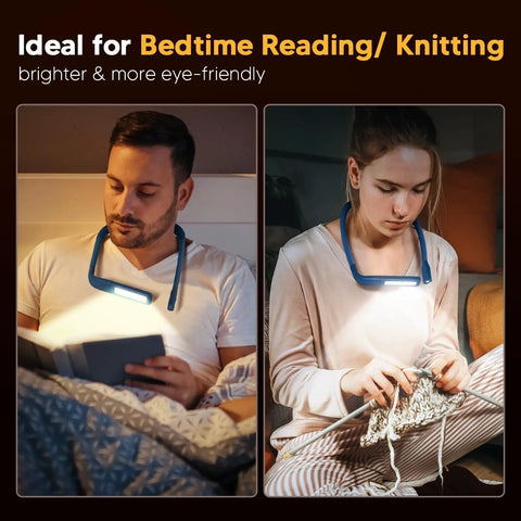 Rechargeable Neck Reading Light With Dual Lamps For Bedtime Reading And Crafting Eye Friendly Floodlight And Spotlight Portable